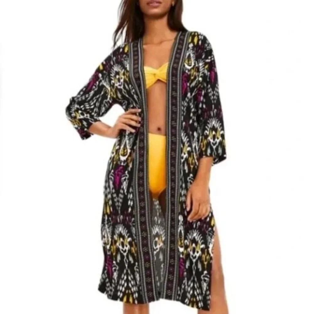 NWOT LOFT Women's Long Line Ikat Print Kimono/ Topper Size XS / Small